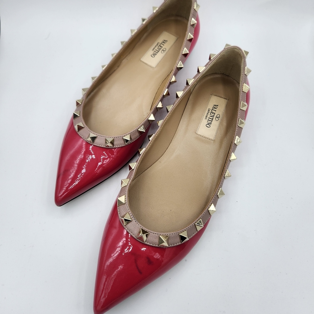 Iconic Valentino Rockstud hot pink ballet flats size 36